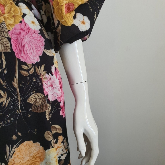 Decjuba Black Floral Maxi Dress Long Sleeve Oversized Size 10 - Picture 7 of 13